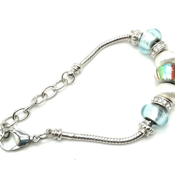 Beaded Charm Bracelet on Silver-tone Snake Chain - Picture 9 of 14